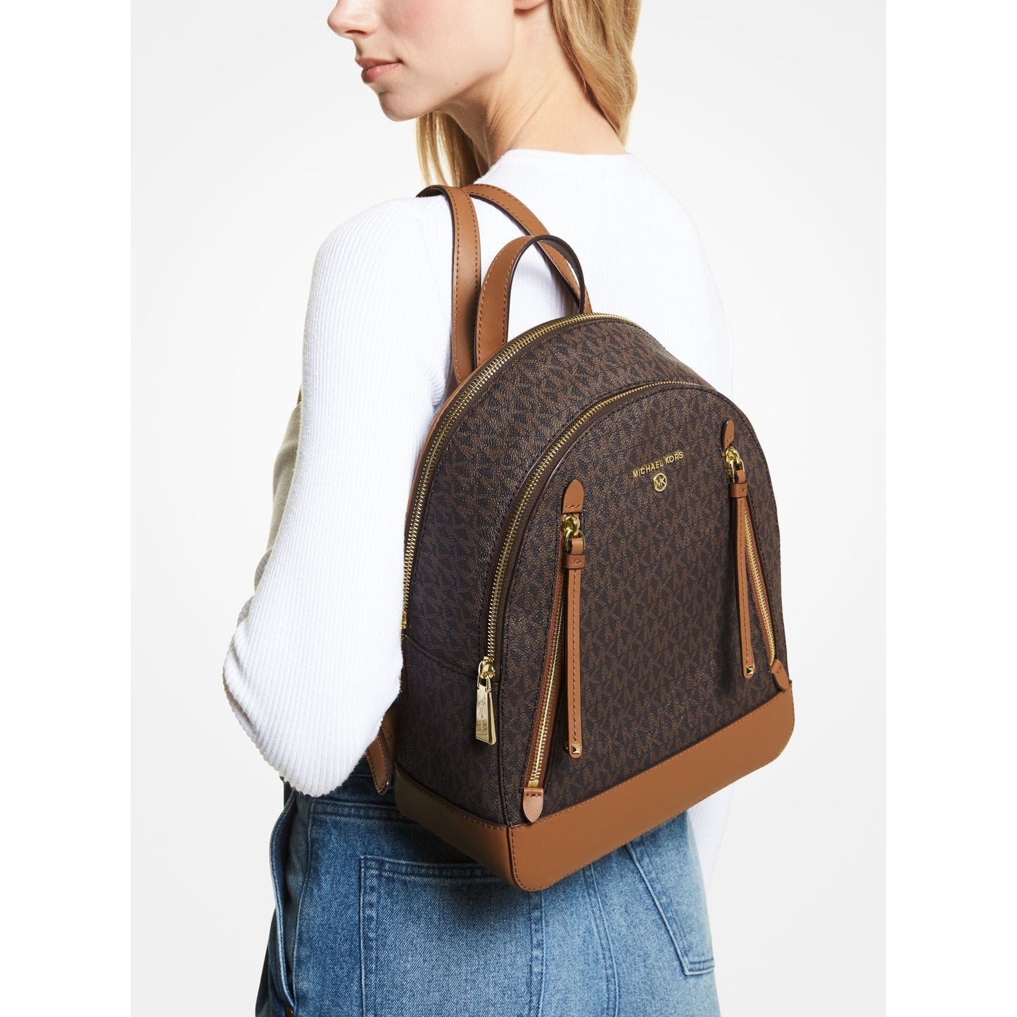 Michael Kors Brooklyn Medium Backpack, Signature Brown