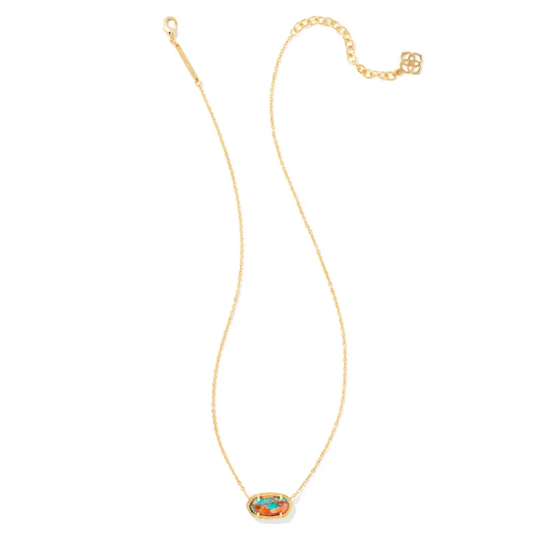 Kendra Scott Elisa Necklace, Bronze Veined Turquoise Magnesite Red Oyster