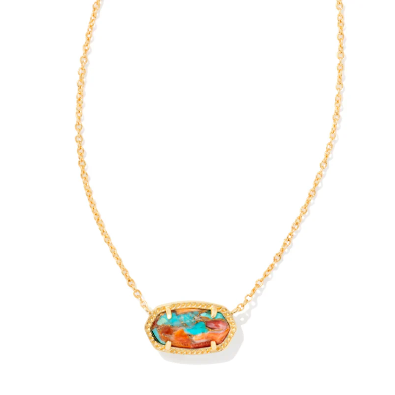 Kendra Scott Elisa Necklace, Bronze Veined Turquoise Magnesite Red Oyster