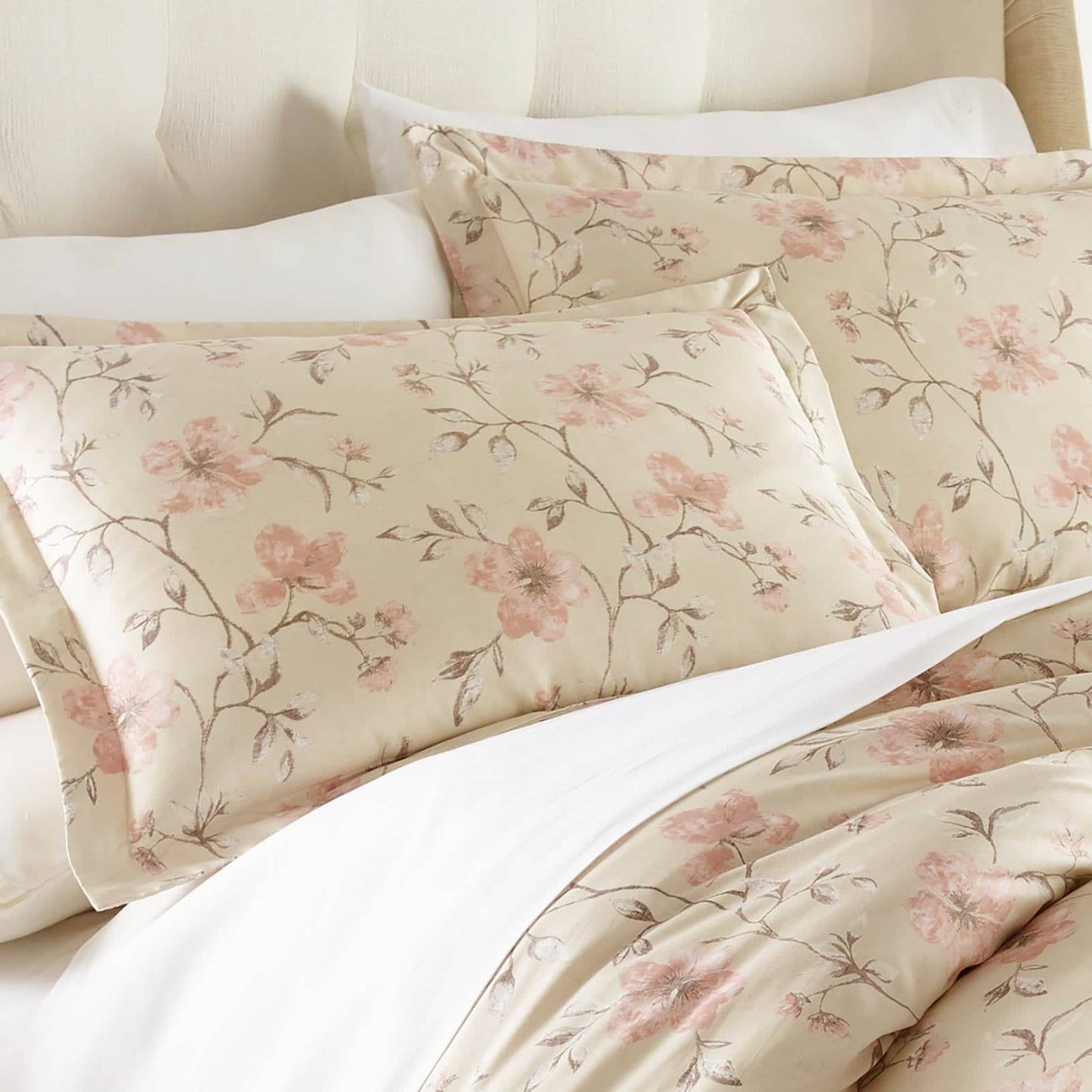 Wild Rose Duvet Cover Set, Soft Sand