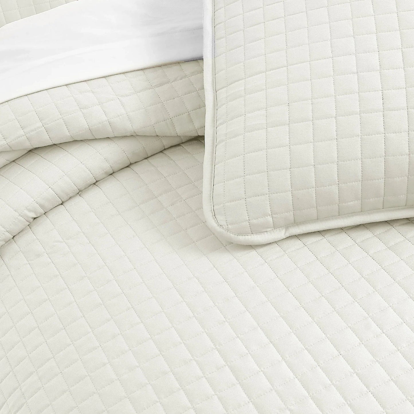 Small Squares Classic Quilt Set, Off White