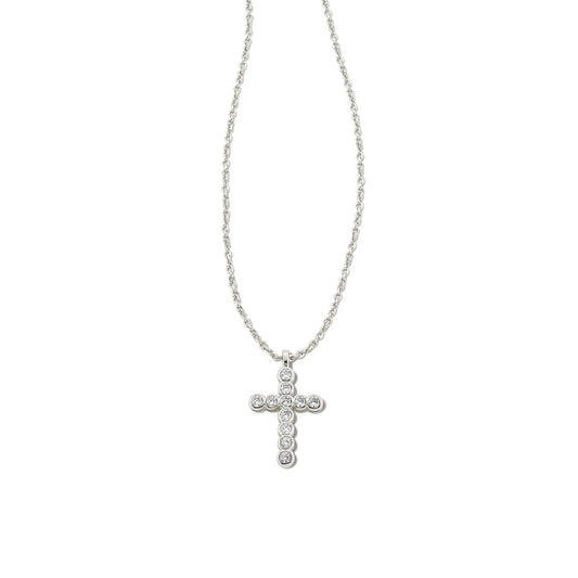 Kendra Scott Crystal Cross Necklace, Silver